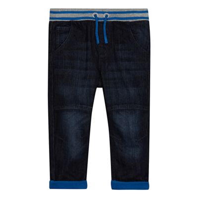 Boys' blue jersey lined elasticated jeans